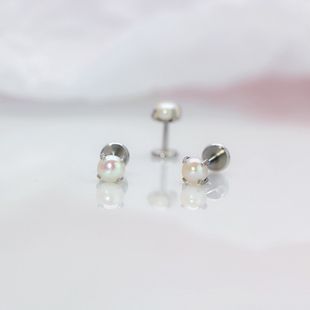 2025天然珍珠迷你耳骨钉小耳朵钉软骨钉耳屏钉九尾狐耳钉唇钉鼻钉