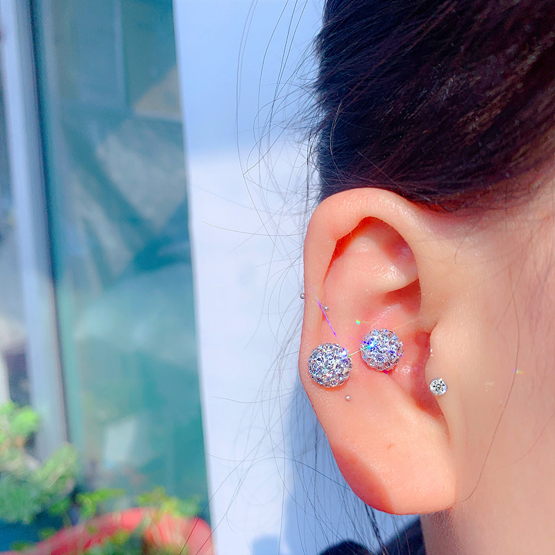 小婉同款~耳蜗耳骨双耳洞耳钉满天星大钻细针耳骨钉耳蜗钉医用钢