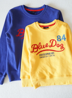 多款男孩长袖T恤套头纯棉卫衣中小童春秋休闲上衣蓝灰黄色S28青青