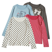 女童中大童纯棉长袖 T恤打底衫 春秋圆领女孩休闲上衣白灰蓝色8315