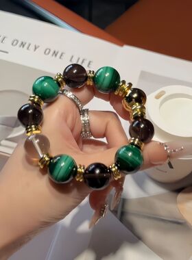 天然孔雀石虎眼石轻奢女生士手串