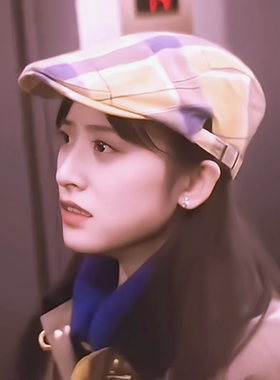 失效顾逸沈月同款黄色格子前进帽女春夏天2024新款复古薄款鸭舌帽