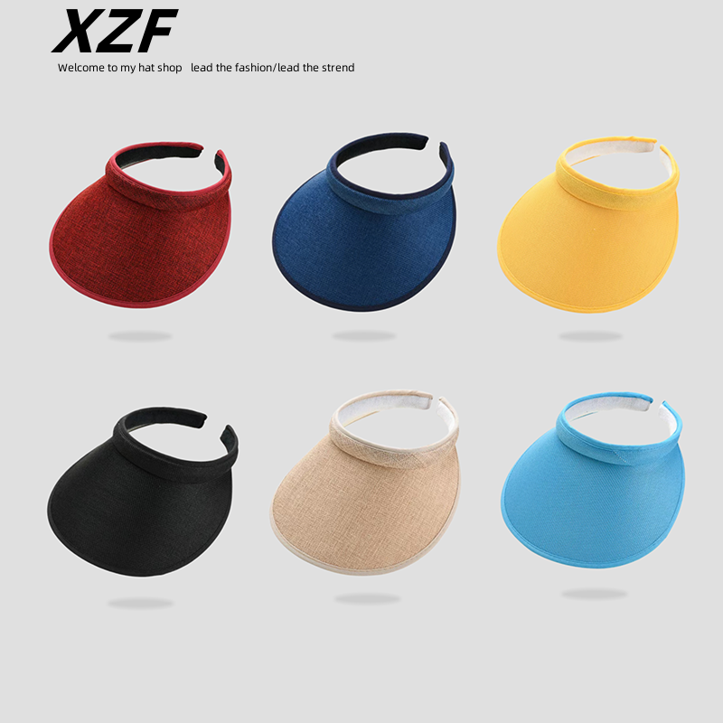 日系基础纯色空顶帽女夏季大帽檐防晒帽度假太阳帽海边沙滩遮阳帽