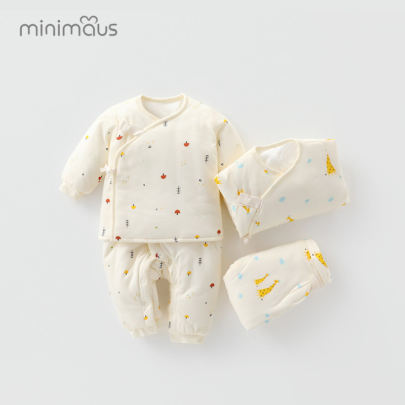 婴儿可爱内衣套装秋冬系带棉衣夹棉保暖衣新生儿衣服初生无骨缝制,童装/婴儿装/亲子装,内衣套装,淘宝优惠券,粉丝福利购,淘宝优惠卷