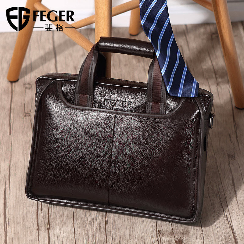 斐格真皮男包单肩包男士商务手提包男公文包斜挎包包牛皮休闲背包