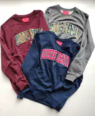 American Classic Casual Brand Crewneck Pullover Sweatshirt Street Fashion American Style Vintage Velvet Embroidered Lettering