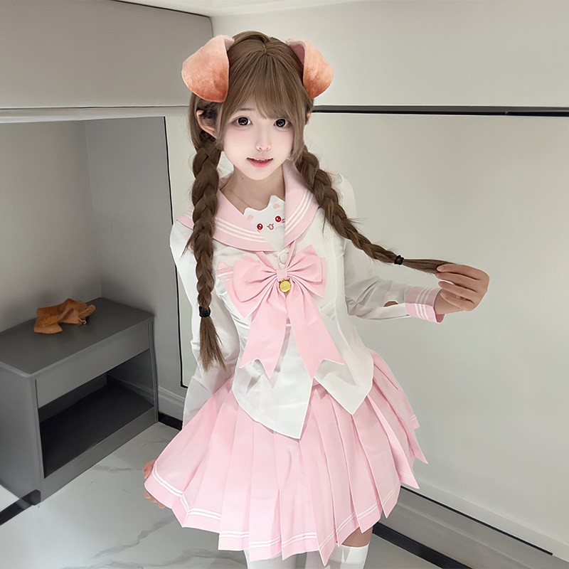 甘心物语jk原创正版长袖短袖新款收腰水手服制服学院风套装裙子