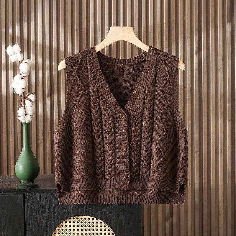 大码今年流行漂亮马甲短款叠穿棉线针织女款宽松背心马夹坎肩外搭