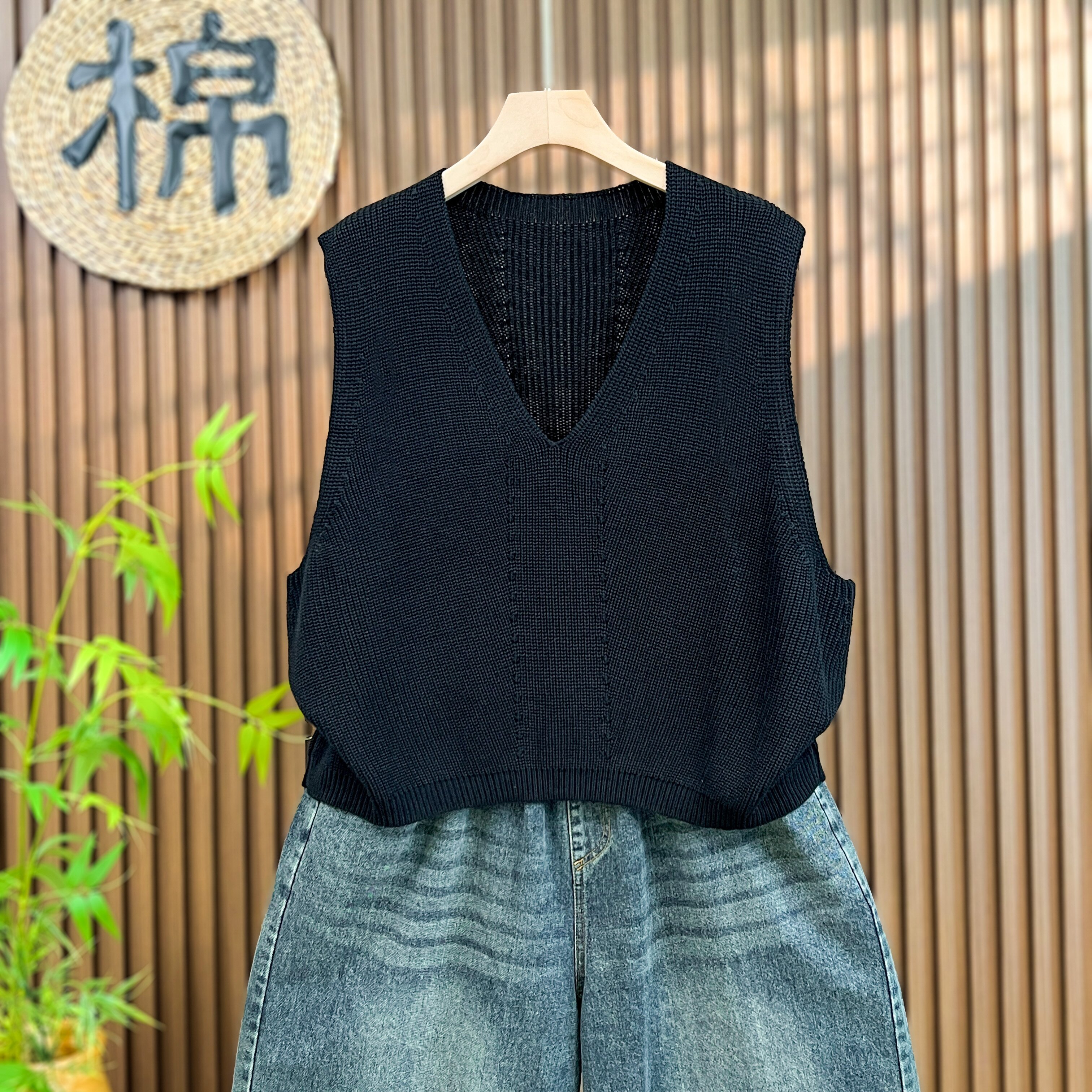 炸裂！大码胖mm纯色针织马甲女