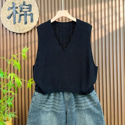 炸裂！大码胖mm纯色针织马甲女