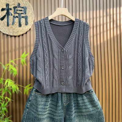 炸裂！v领针织马甲洋气上衣秋季