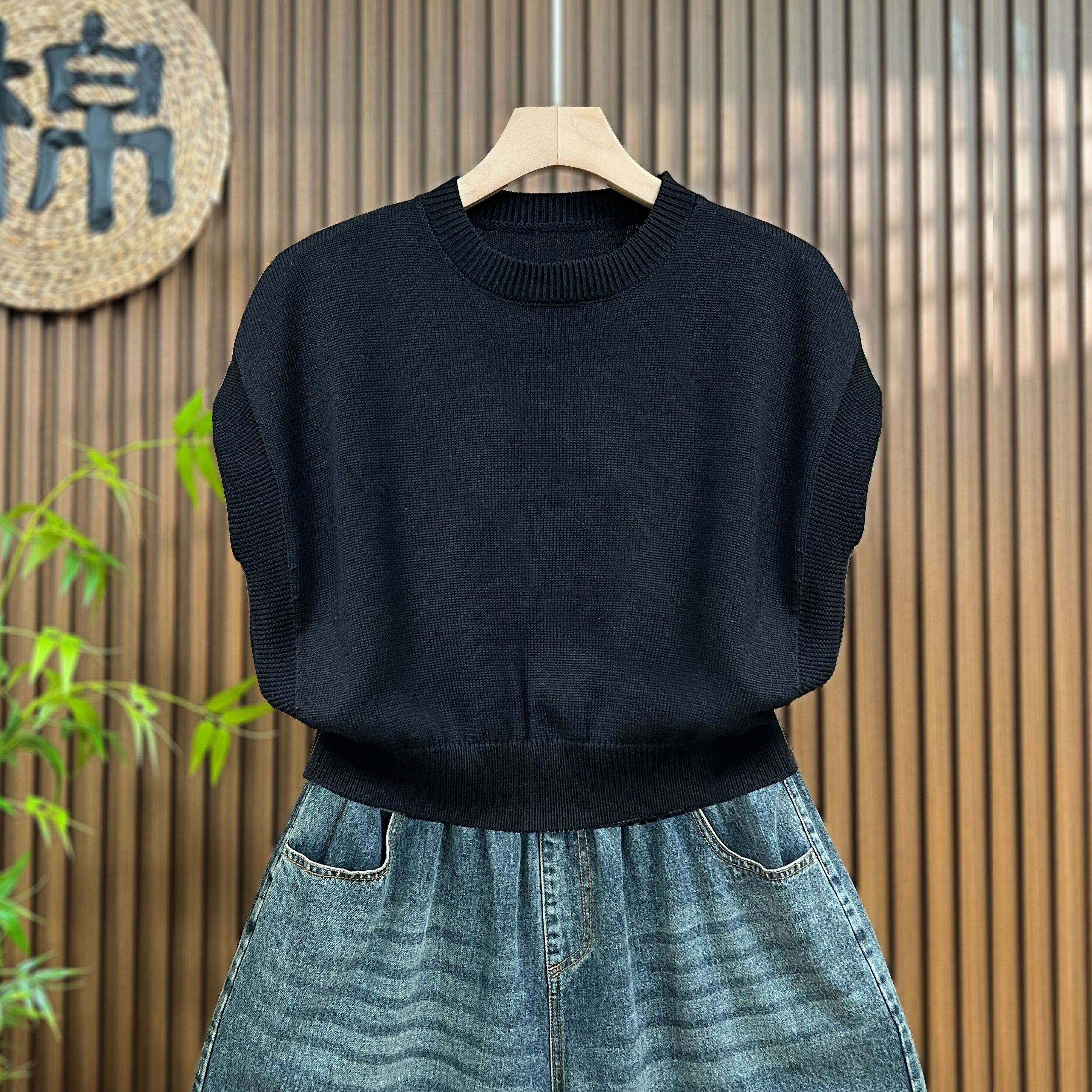 舒舒服~秋天穿搭超短款针织马甲女时髦马夹无袖背心显瘦坎肩上衣