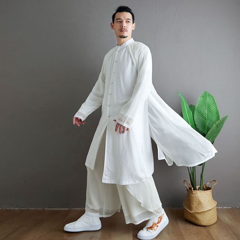 长衫演出古装长袍中国风白色汉服