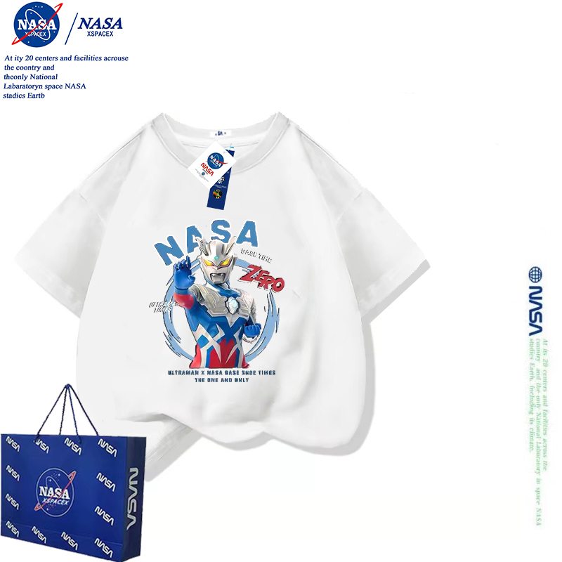 NASA联名夏季新款赛罗奥特曼衣服纯棉短袖t恤男童中大童印花上衣