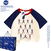 NASA联名奥特曼儿童衣服男童拼色纯棉印花卡通短袖 上衣潮 T恤夏季
