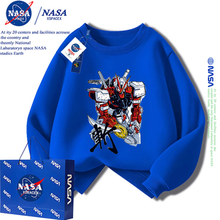 NASA联名儿童圆领卫衣洋气童装秋冬加绒男童套装变形金刚高达上衣