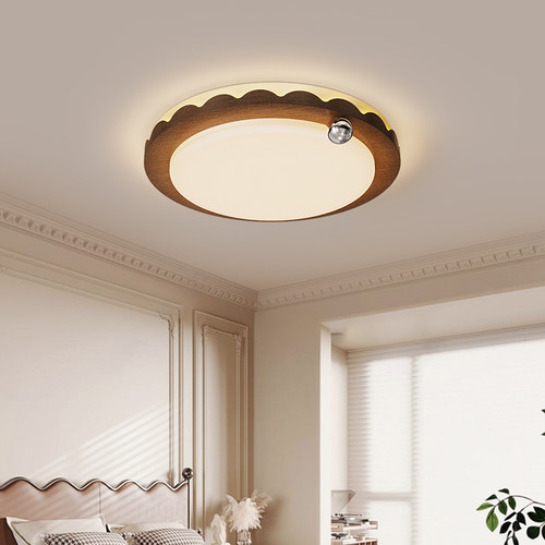 高级感核桃木色客厅卧室吸顶灯