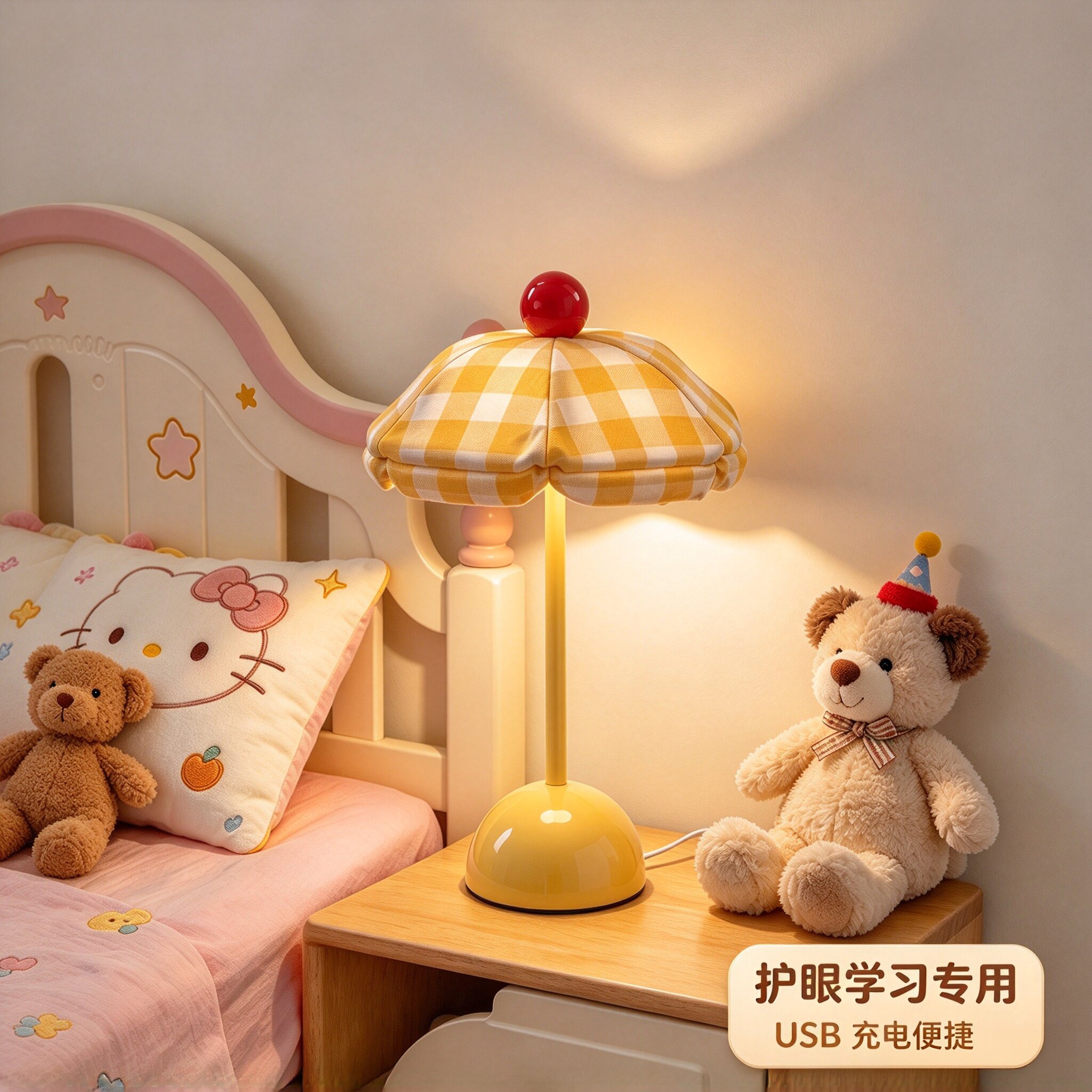 孟菲斯伞形儿童房护眼USB台灯