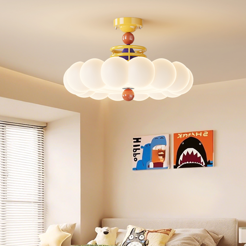 孟菲斯卧室灯创意彩色多巴胺云朵吸顶灯奶油风现代简约主卧房间灯