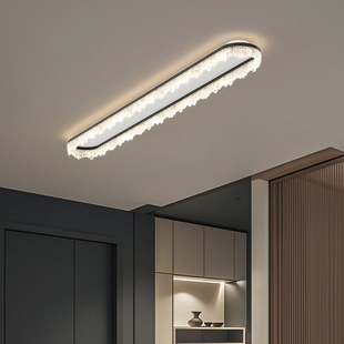 中古风走廊过道吸顶灯复古胡桃木色高级感入户玄关衣帽间阳台灯具