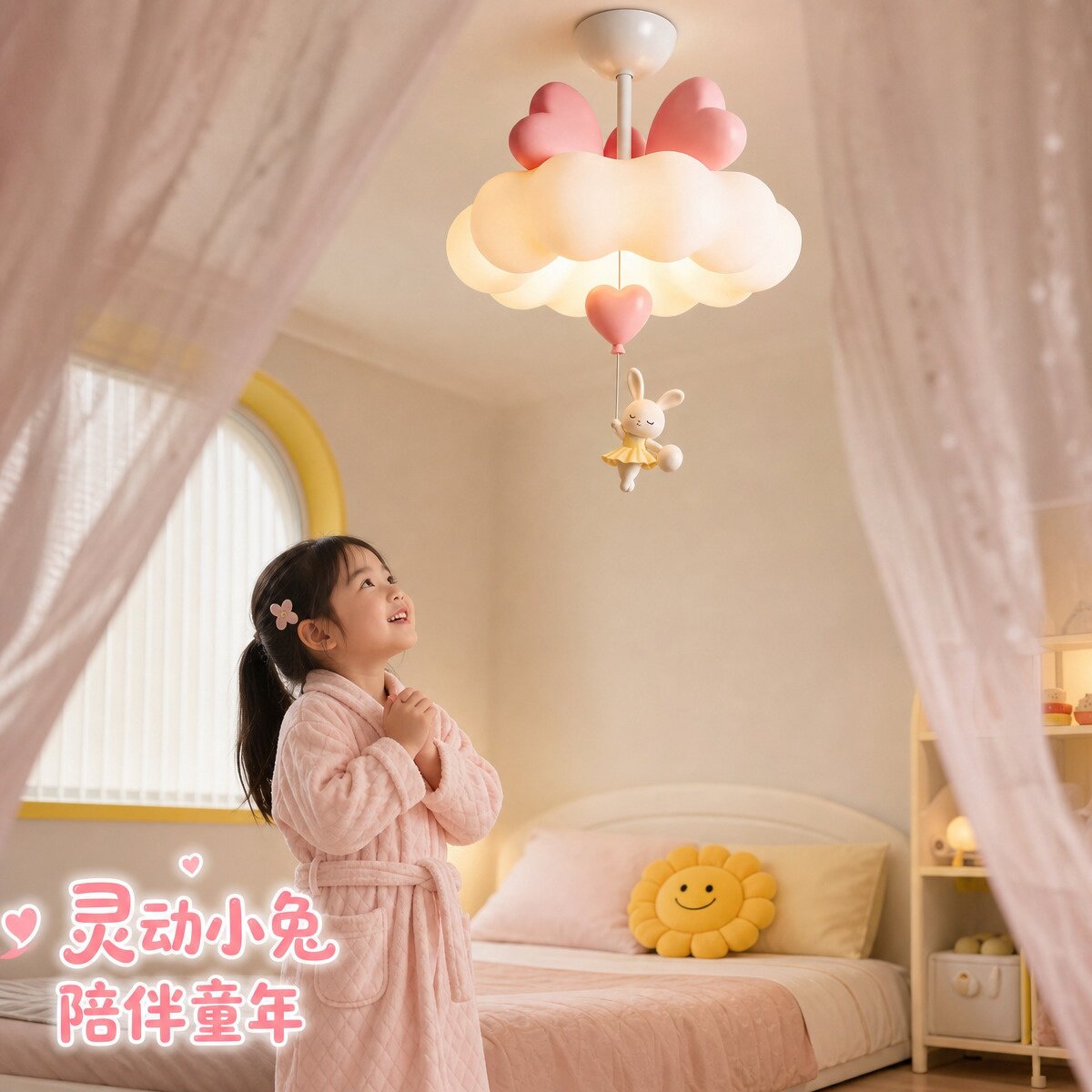 儿童房云朵兔子全光谱护眼吸顶灯