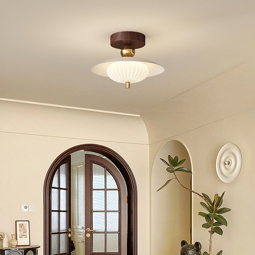 高级感奶油中古阳台玄关吸顶灯