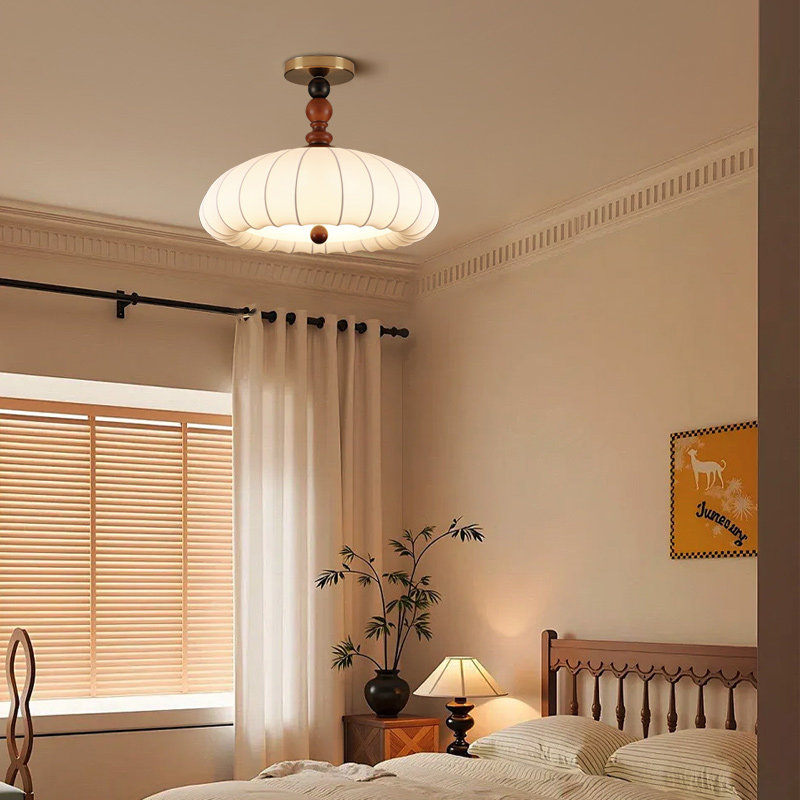 复古胡桃木色洋葱吸顶灯