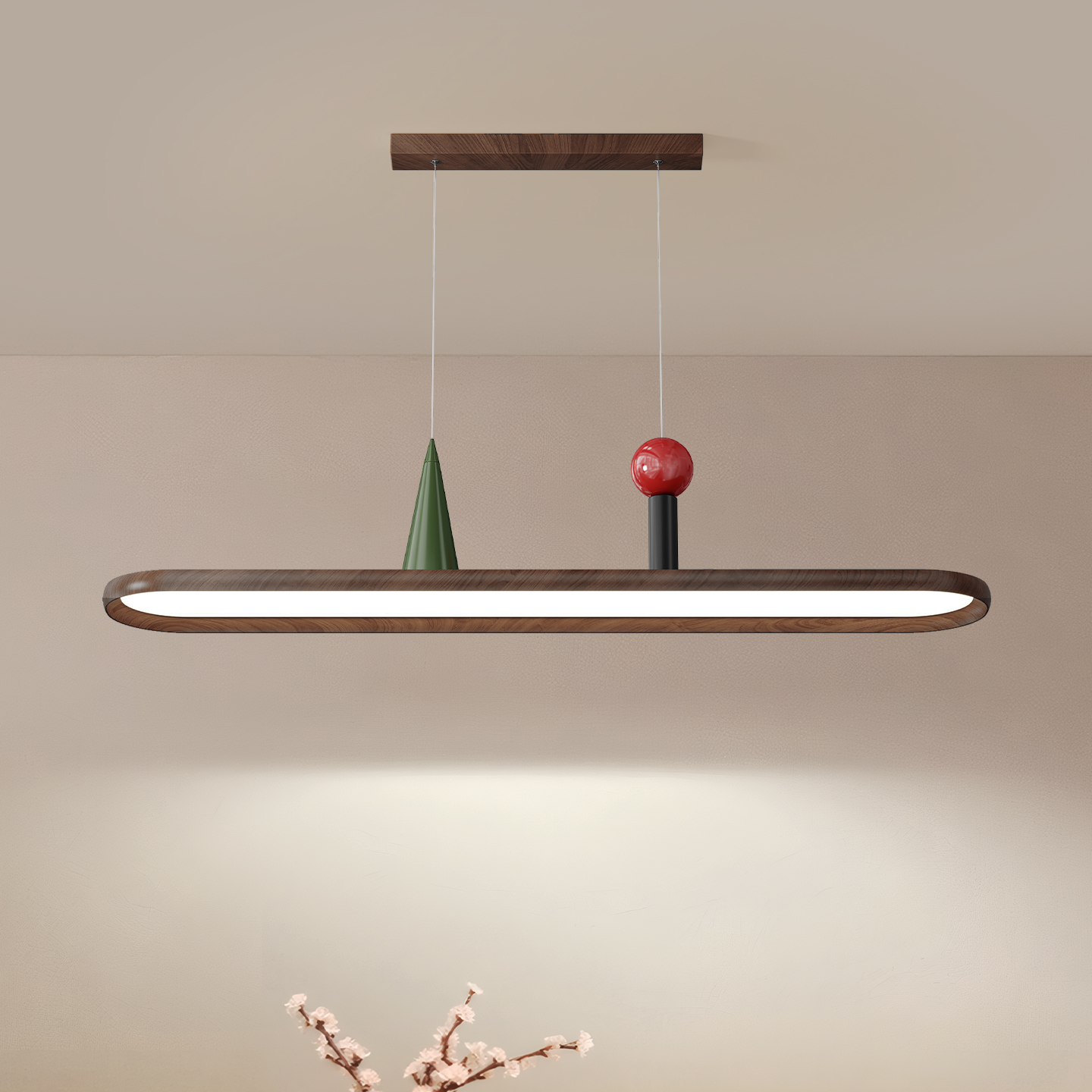 创意设计师木质长条吊线灯