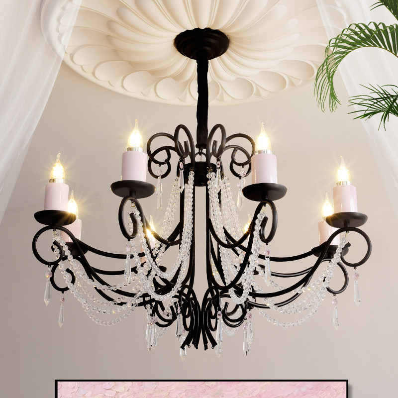 法式水晶吊灯客厅主灯奶油风田园公主房间灯饰餐厅卧室小清新灯具