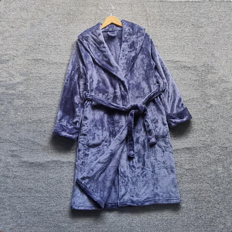 女士法兰绒休闲长款浴袍