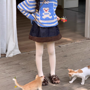 加绒加厚半身裙儿童裙子潮 中小童韩版 女童牛仔裙2025冬季 新款