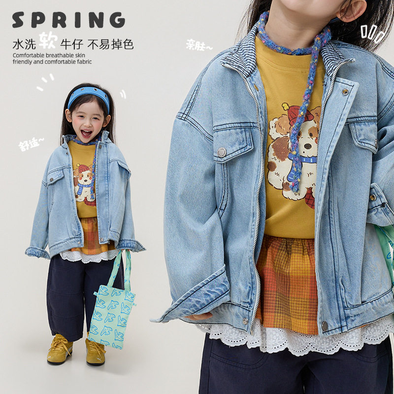 童装2026春季新品女童韩系可爱百搭夹克上衣潮流牛仔外套