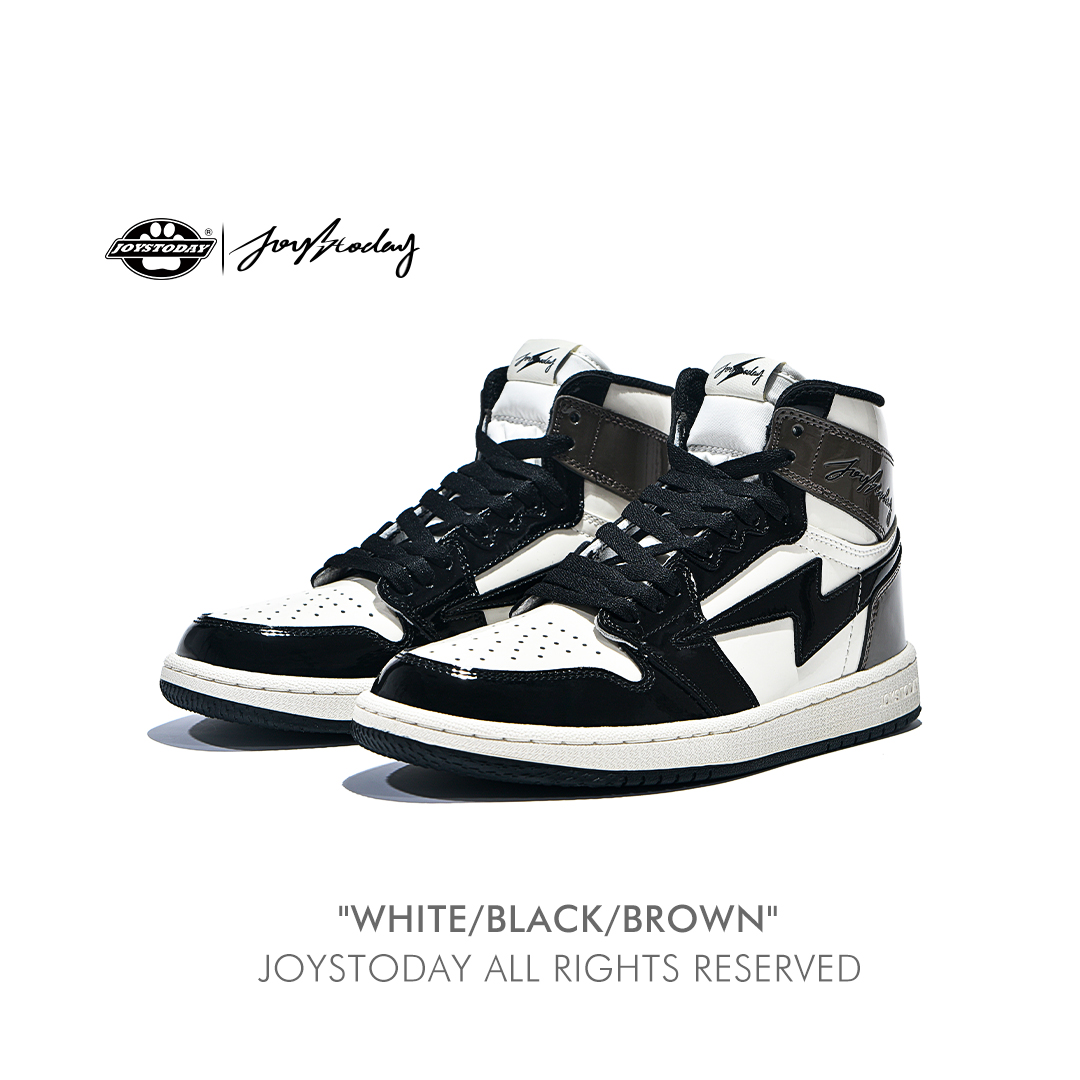 AJ1黑白漆皮高帮闪电板鞋