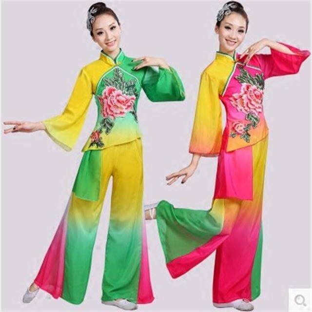东北秧歌服长袖中老年广场舞扇子舞演出服民族古典舞蹈服装成人女
