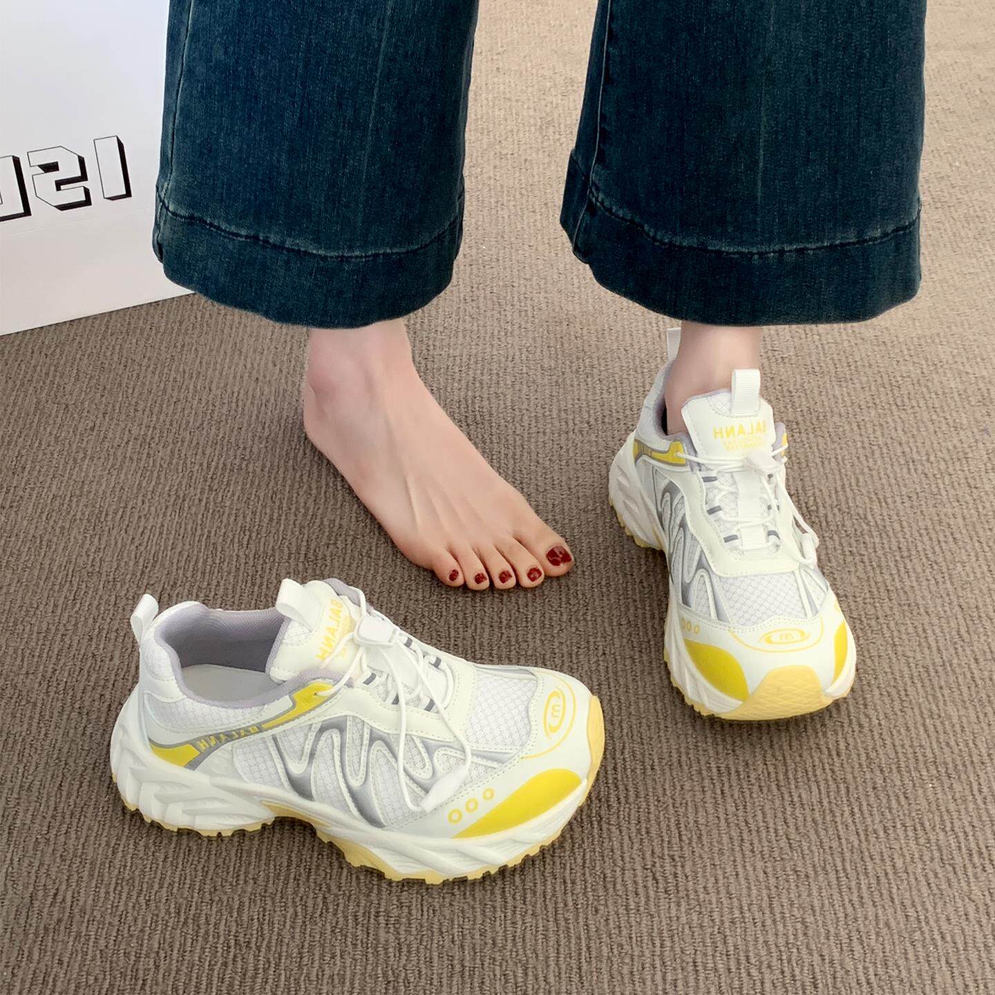 厚底老爹鞋子女2025新款爆款夏季薄款网面透气小白跑步休闲运动鞋图片