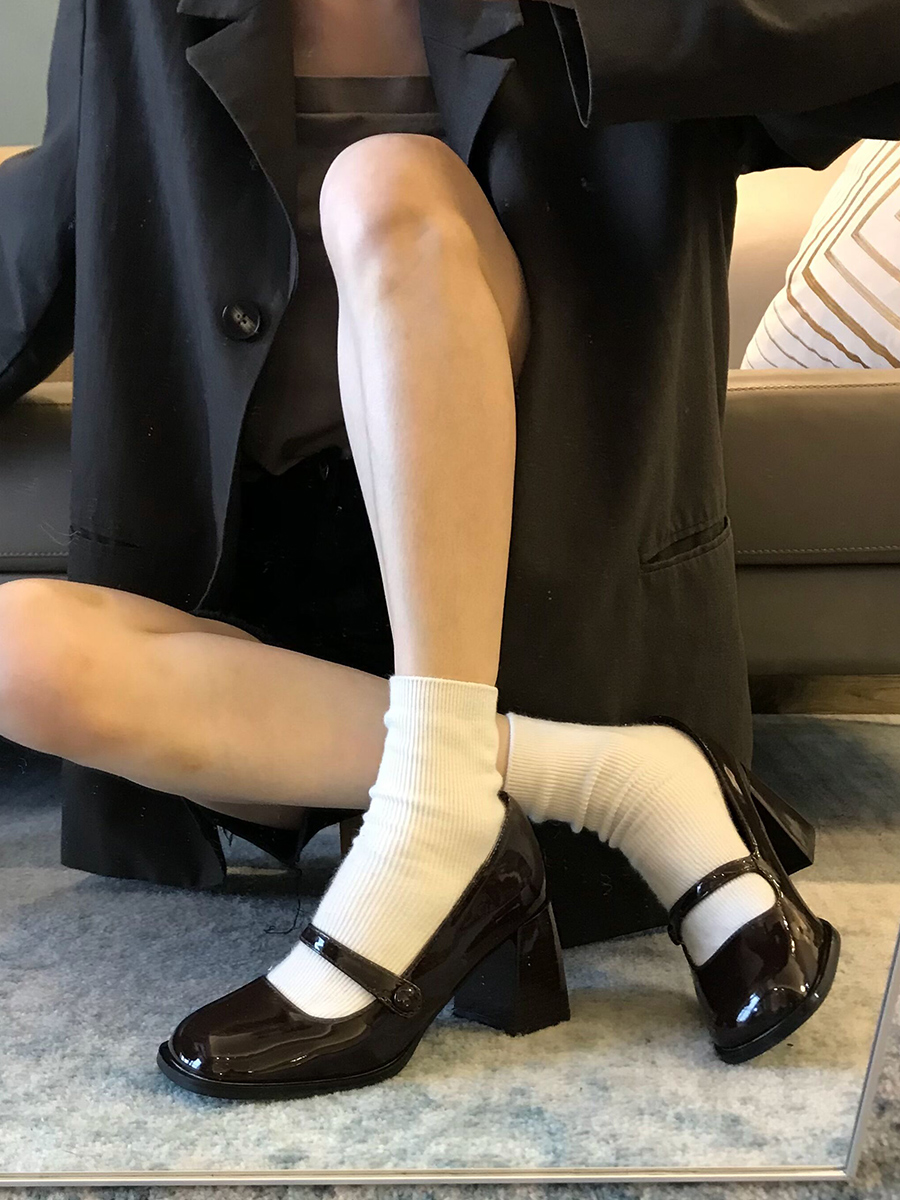 玛丽珍鞋复古风全牛皮高跟2