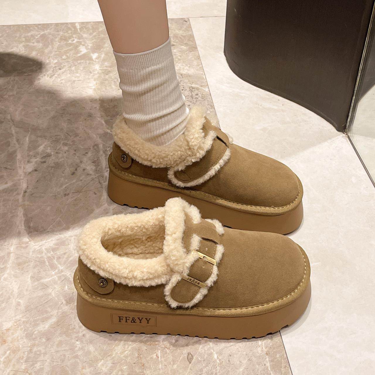 勃肯鞋女冬外穿2025年新款博肯厚底防滑东北雪地靴加绒毛毛棉鞋子,女鞋,乐福鞋（豆豆鞋）,淘宝优惠券,粉丝福利购,淘宝优惠卷