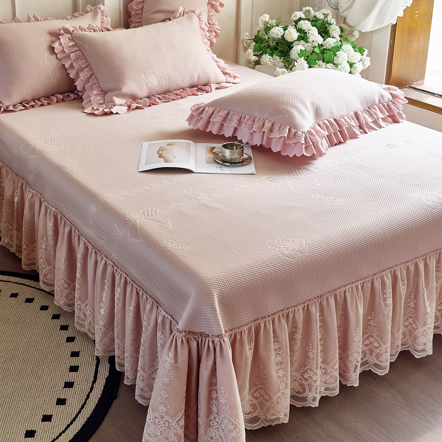 法式高端冰豆豆凉席三件套床盖凉感冰丝空调软席子可机洗2025新款