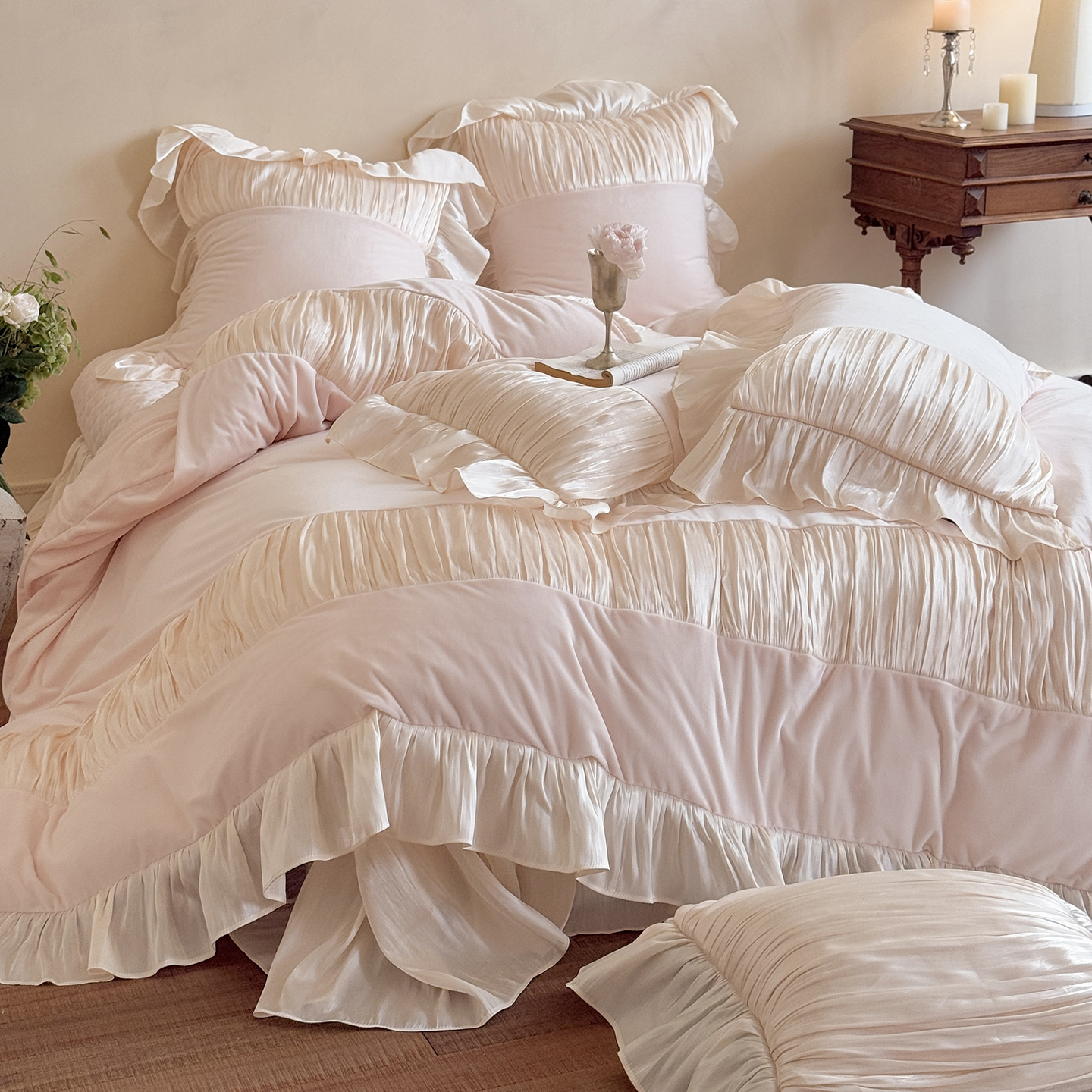 法式冬秋季加厚保暖婴儿绒四件套