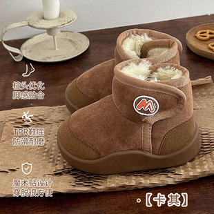 儿童棉拖鞋包跟可外穿女童秋冬季家居软底男孩加绒大棉防滑雪地靴