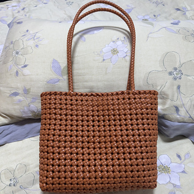 纯手工仿藤条编织手提包