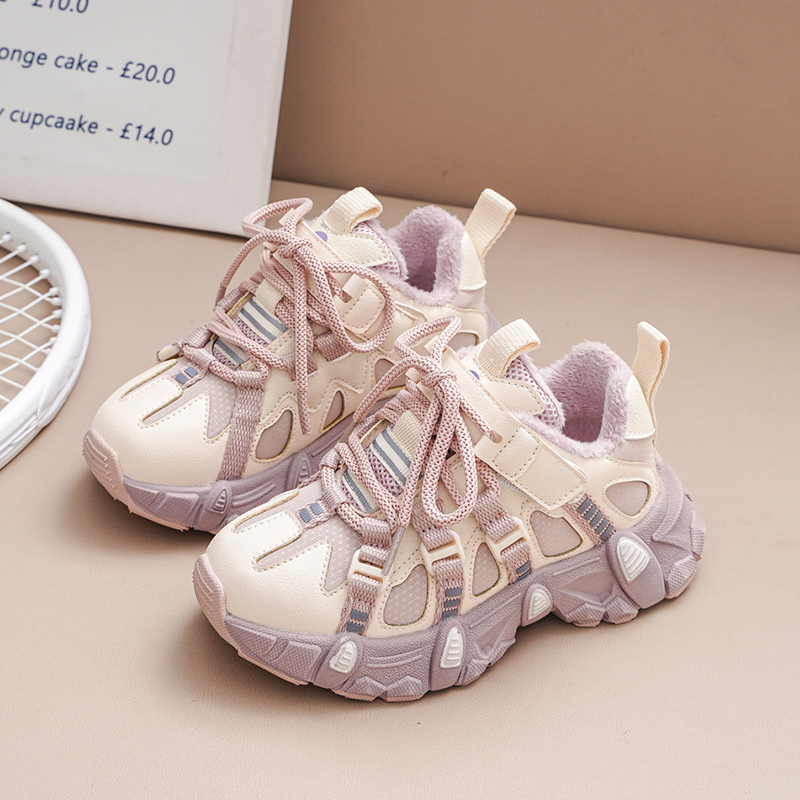 秋冬加绒女童运动鞋儿童低帮鞋2024新款男童休闲鞋跑步鞋轻便防滑