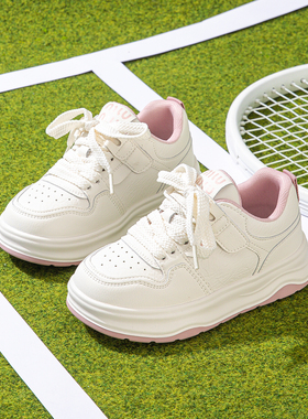 春新款女童小白鞋低帮休闲板鞋2026皮面儿童运动鞋跑步鞋潮百搭