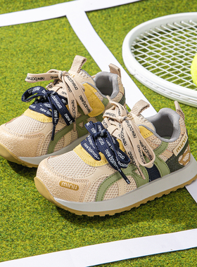 魔术贴秋款网面儿童运动鞋透气男女童休闲板鞋2025新款学生跑步