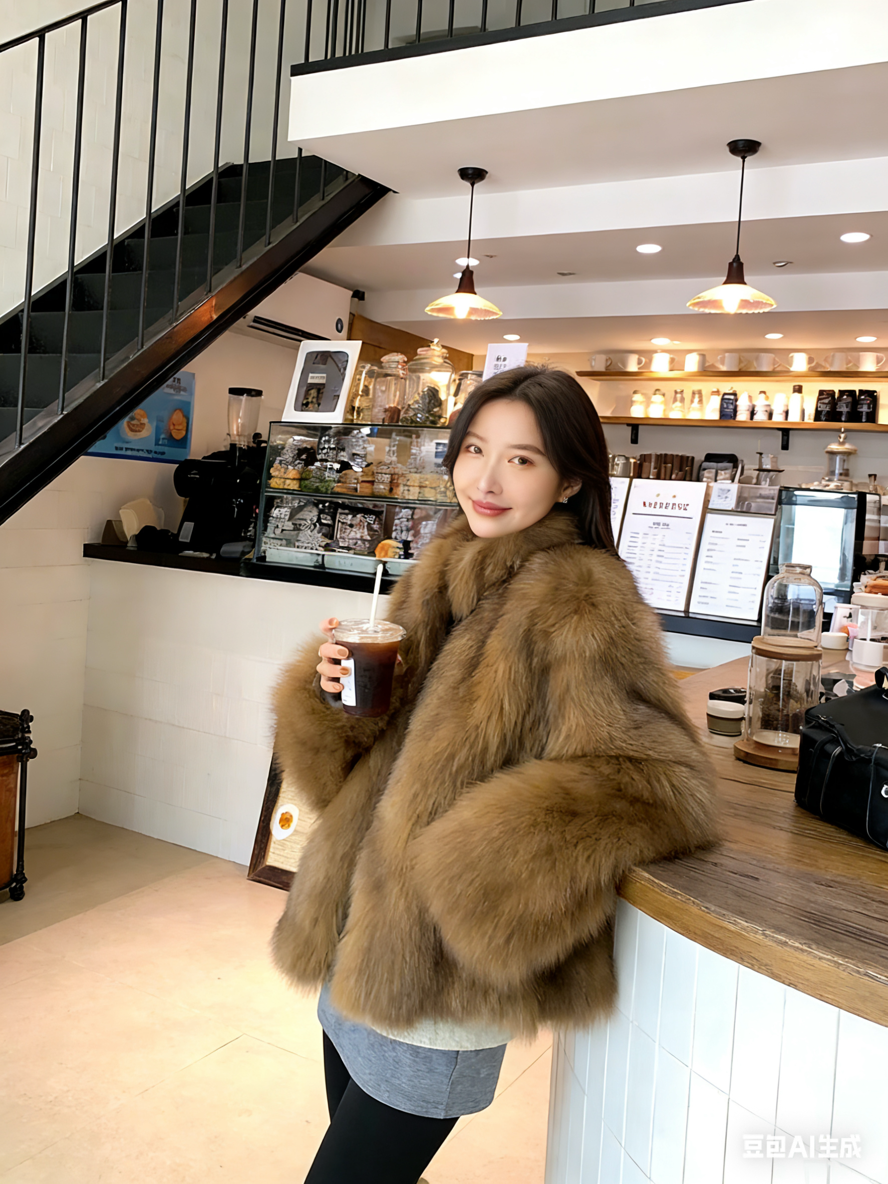 肯姿首尔白月光双色染整皮狐狸毛皮草外套女年轻款显瘦过年战袍