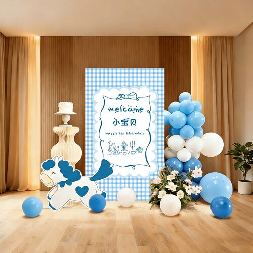 男女宝宝周岁生日布置家庭版kt板