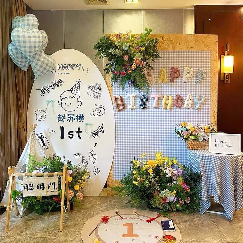 宝宝周岁生日布置装饰韩式kt板