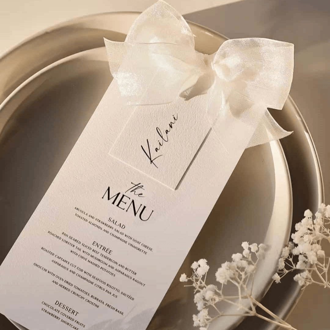 定制婚宴餐盘卡蝴蝶结菜单卡名卡桌卡生日宴席位卡答谢感谢卡Menu