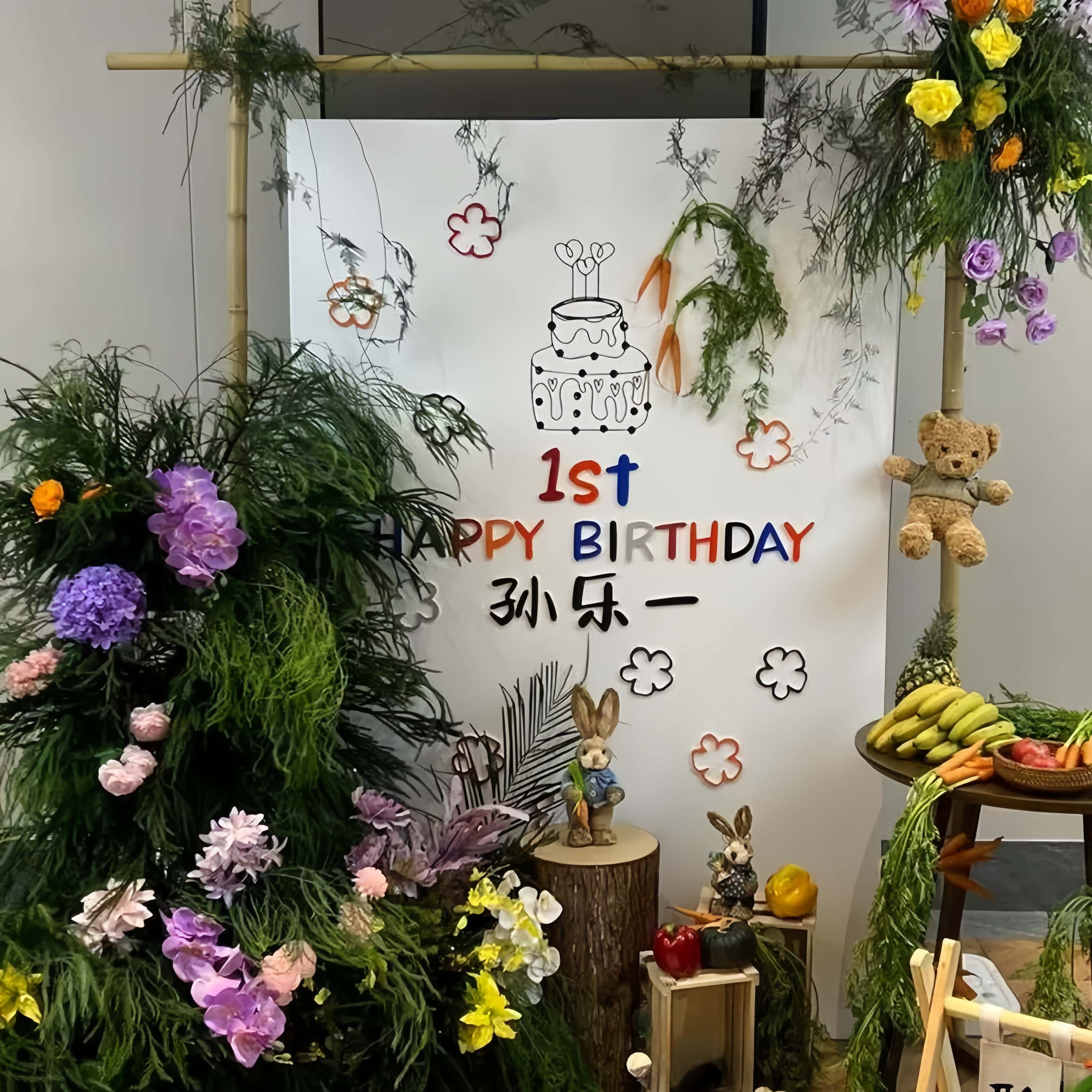 宝宝生日高级感韩系背景kt板定制图片
