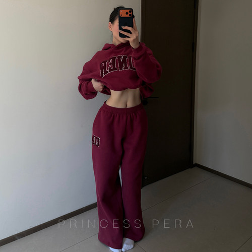 ONER秋冬新品加绒加厚卫衣套装女